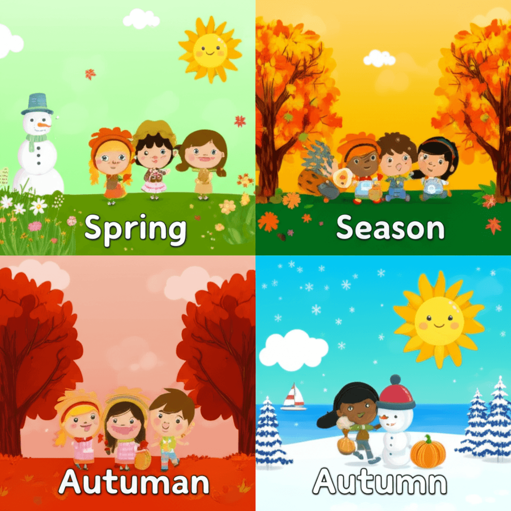 Kindergarten students learning about the four seasons