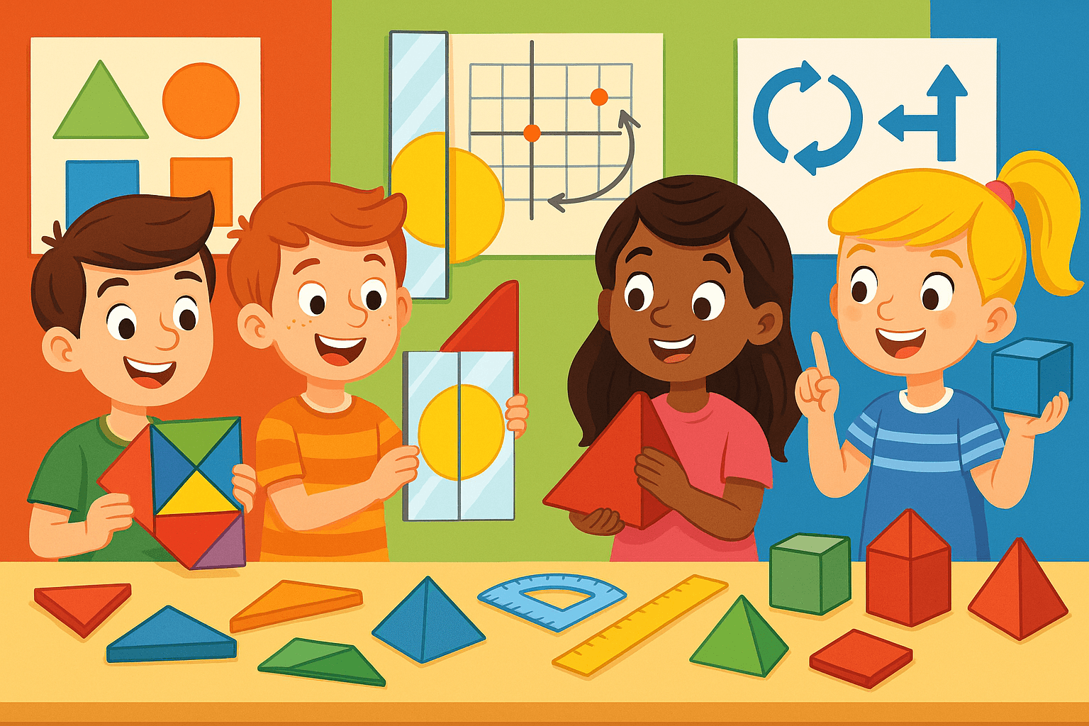 Children learning about geometric shapes