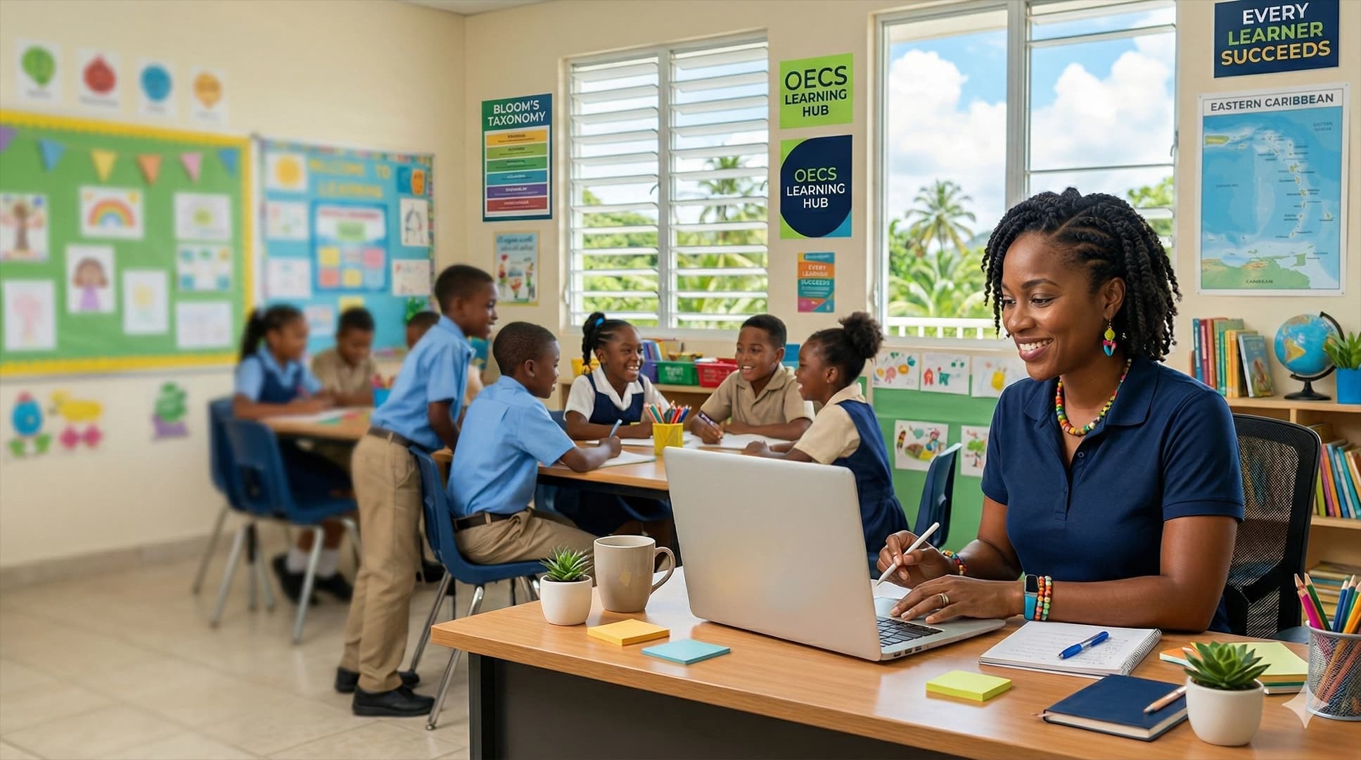 Teacher using the OECS Teacher Assistant