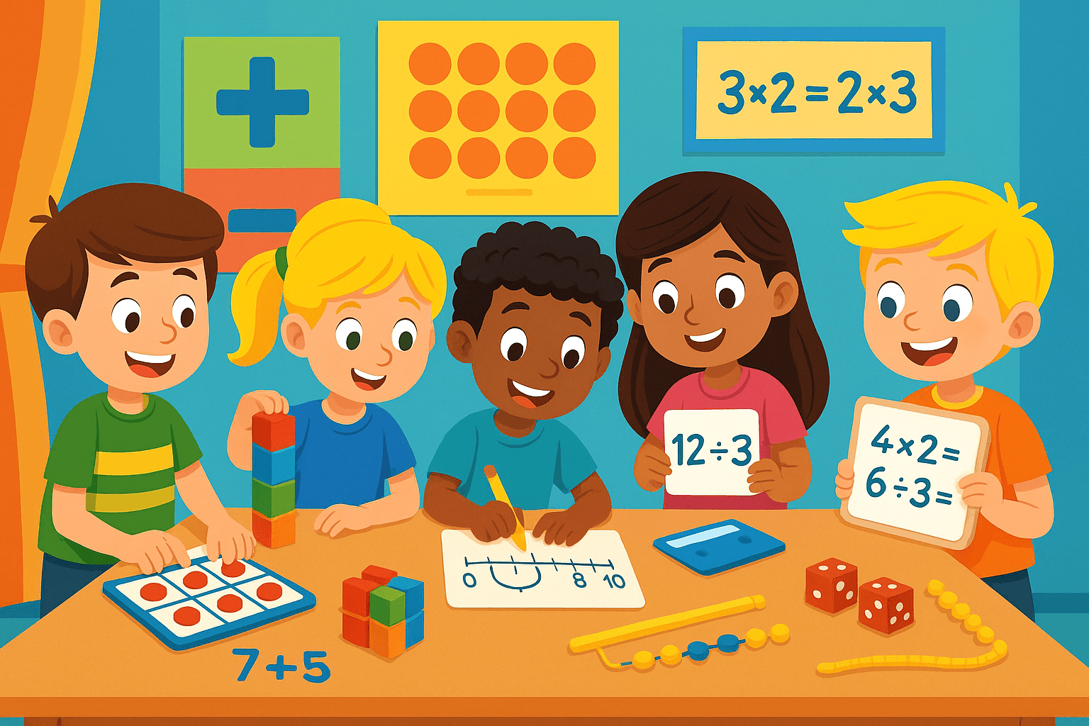 Children learning multiplication